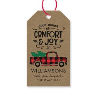 Rustic Comfort and Joy Script Gift Tag Ornament