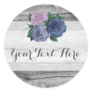 Rustic Country Barn Wood & Vintage Roses Shabby Classic Round Sticker