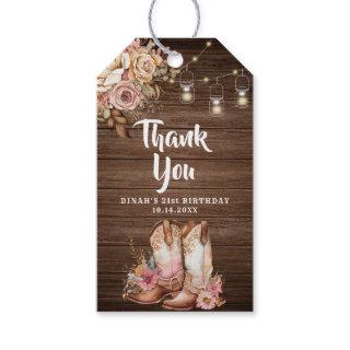 Rustic Country Boots Cowgirl Birthday Thank You Gift Tags