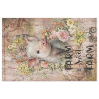 Rustic Country Farmhouse Spring Piglet Decoupage  Tissue Paper