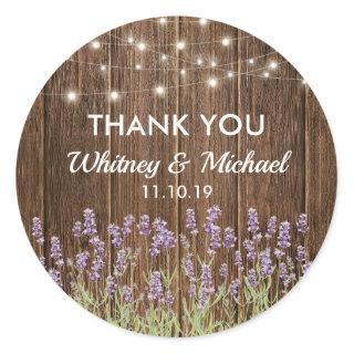 Rustic Country Lavender Lights Wedding Favor Classic Round Sticker