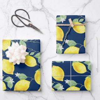 Rustic Country Lemons & Navy Blue  Sheets