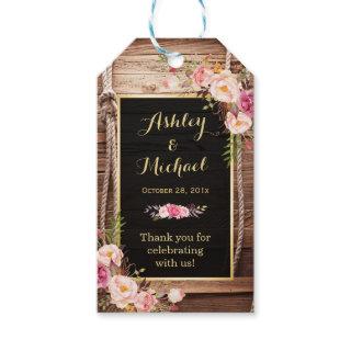 Rustic Country Wood Knot Floral Wedding Thank You Gift Tags