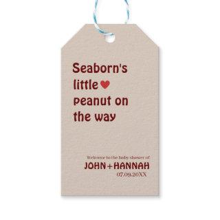 Rustic custom little peanut on the way baby shower gift tags