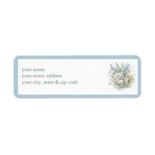 Rustic Daisies & Blue Floral Shower Recipe Request Label