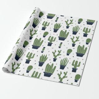 Rustic Dark Green Cactus Desert Pattern