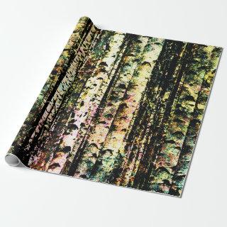 Rustic Dark Yellow Green Birch Trees