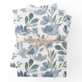 Rustic Dusty Blue Floral Watercolor Pattern   Sheets