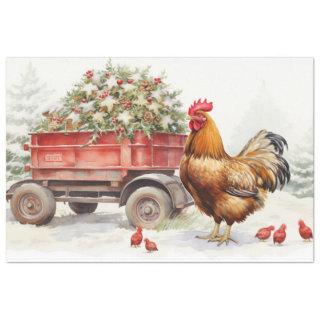 Rustic Elegance: Christmas Tree Farm & Chickens Tissue Paper