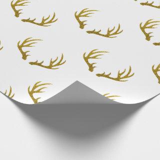 Rustic Elegant & Faux Gold Glitter Deer Antlers
