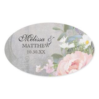 Rustic Elegant Floral Oval Sticker