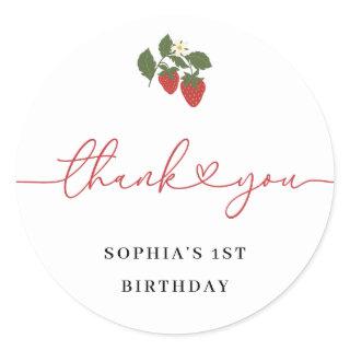 Rustic Elegant Girl's Berry First Birthday Favor Classic Round Sticker