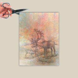 Rustic Elks Autumn Mountains decoupage Tissue Paper