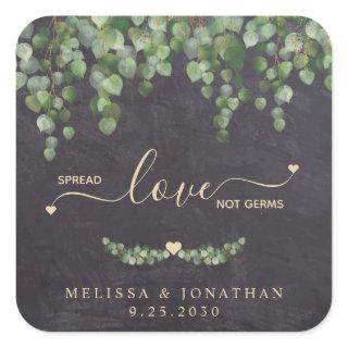 Rustic Eucalyptus Wedding Spread Love Not Germs  Square Sticker