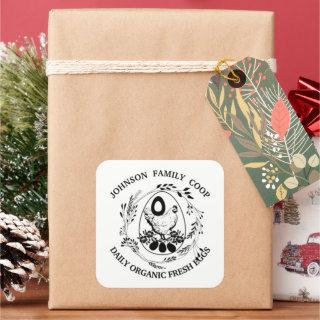 Rustic Family Farm Farmhouse Organic Fresh Eggs  Square Sticker