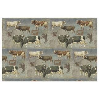 Rustic Farm Cow Cattle Farmhouse Pattern Decoupage Tissue Paper