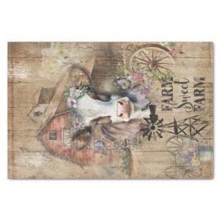 Rustic Farmhouse Spring Cow Country & Barn Design  Tissue Paper