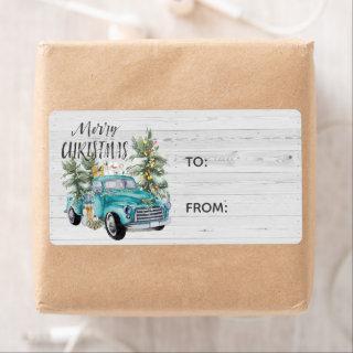 Rustic Farmhouse Truck | Christmas Gift Label