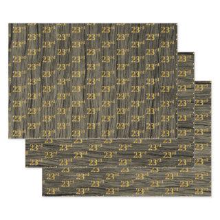 Rustic Faux Wood Grain, Elegant Faux Gold "23rd"  Sheets