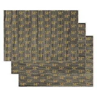Rustic Faux Wood Grain, Elegant Faux Gold "51st"  Sheets
