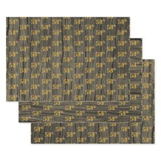 Rustic Faux Wood Grain, Elegant Faux Gold "58th"  Sheets