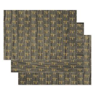 Rustic Faux Wood Grain, Elegant Faux Gold "71st"  Sheets