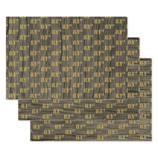 Rustic Faux Wood Grain, Elegant Faux Gold "83rd"  Sheets