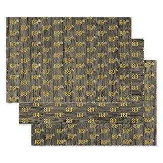 Rustic Faux Wood Grain, Elegant Faux Gold "89th"  Sheets
