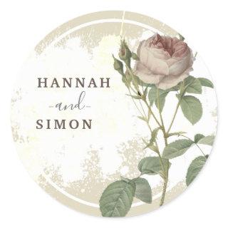 Rustic Floral Burgundy Marsala Modern Minimalist Classic Round Sticker