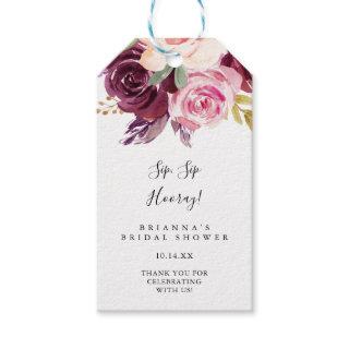 Rustic Floral Sip Sip Hooray Bridal Shower Gift Tags