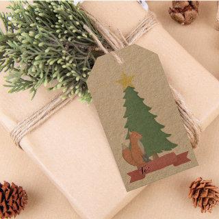 Rustic Fox Pine Tree Christmas Gift Tags