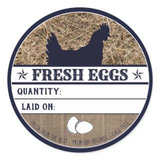 Rustic Fresh Chicken Eggs Western Hen Farm Custom Classic Round Sticker