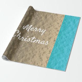 Rustic Gold Teal Blue Elegant Merry Christmas