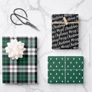 Rustic Green and Black Watch Plaid Merry Christmas  Sheets