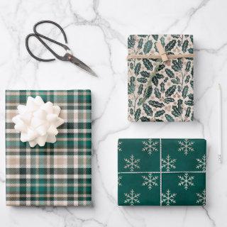 Rustic Green and Tan Christmas Patterns  Sheets