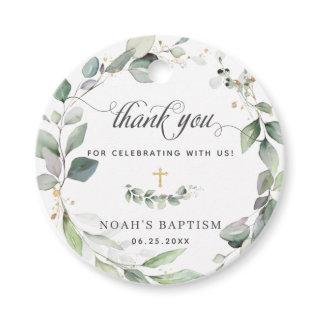 Rustic Greenery Foliage Gold Baptism Thank You Favor Tags