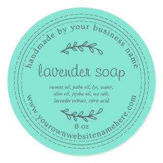 Rustic Handmade Lavender Soap Blue Classic Round Sticker