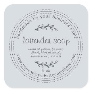 Rustic Handmade Lavender Soap Blue Square Sticker