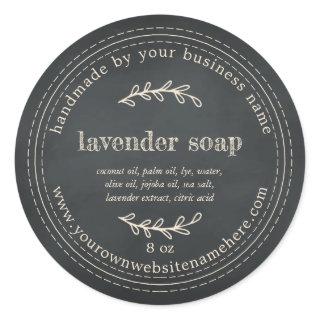 Rustic Handmade Lavender Soap Chalkboard Classic Round Sticker