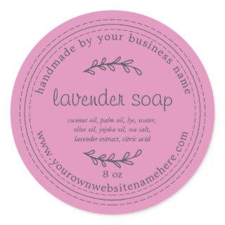 Rustic Handmade Lavender Soap Fuchsia Pink Classic Round Sticker