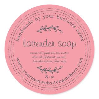 Rustic Handmade Lavender Soap Geranium Pink Classic Round Sticker