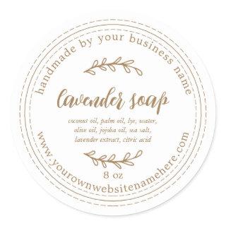 Rustic Handmade Lavender Soap Gold White Classic Round Sticker