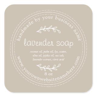 Rustic Handmade Lavender Soap Gray Square Sticker