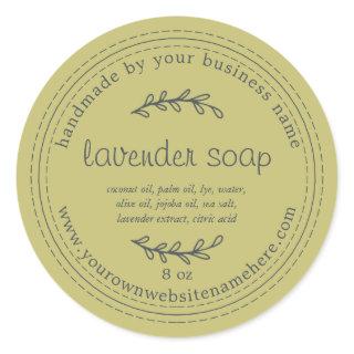 Rustic Handmade Lavender Soap Green Classic Round Sticker