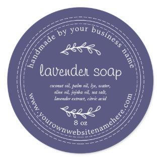 Rustic Handmade Lavender Soap Navy Blue Classic Round Sticker