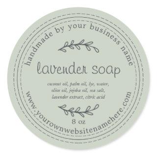 Rustic Handmade Lavender Soap Pastel Green Classic Round Sticker