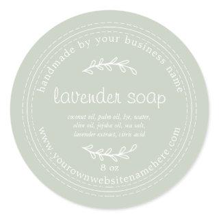 Rustic Handmade Lavender Soap Pastel Green Classic Round Sticker