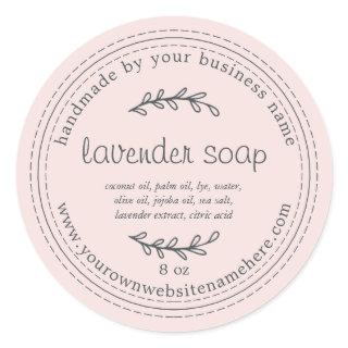 Rustic Handmade Lavender Soap Pink Classic Round Sticker
