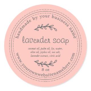 Rustic Handmade Lavender Soap Pink Classic Round Sticker