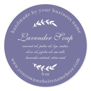 Rustic Handmade Lavender Soap Purple Classic Round Sticker